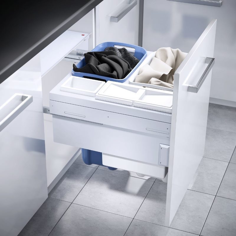Система хранения белья Hailo Laundry Carrier 80 л на выдвижной фасад 600 мм, 4 корзины, белый, 3270611